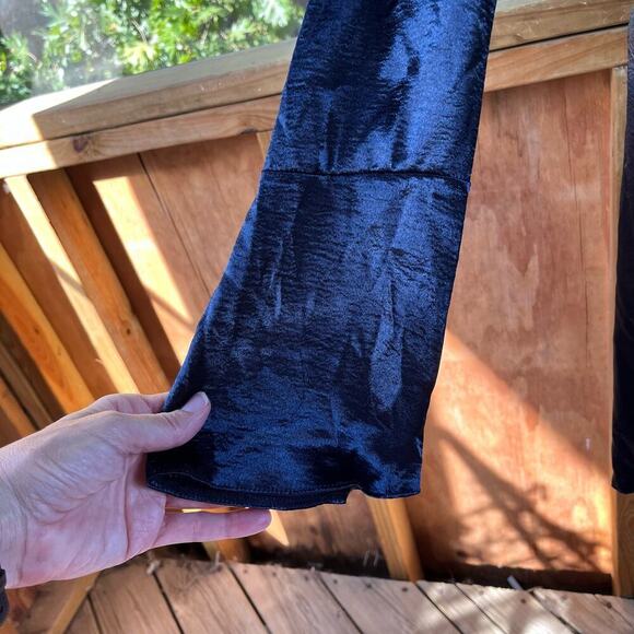 ASOS DESIGN Cowl Neck Mini Dress With Drape Skirt Blue Satin Size 14. NEW - Picture 10 of 15